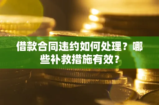 武汉借款合同违约如何处理？哪些补救措施有效？